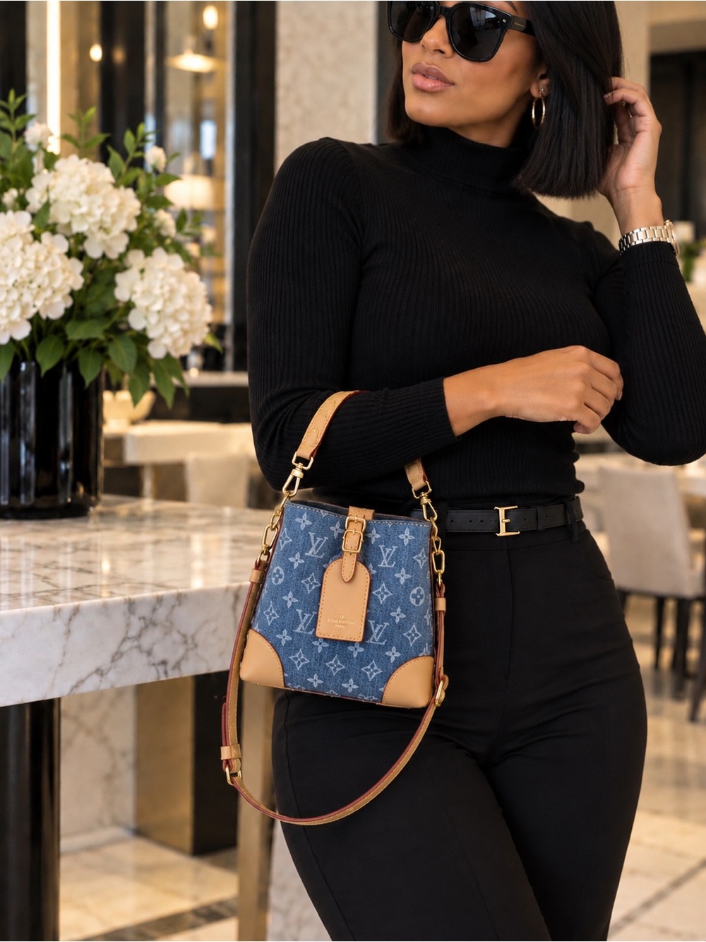 Unlisted fashion blue denim Bucket Crossbody Bag - Picture 7 of 8